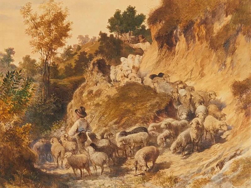 1826-Heinrich Stohl - Pastore con le sue pecore, 1858